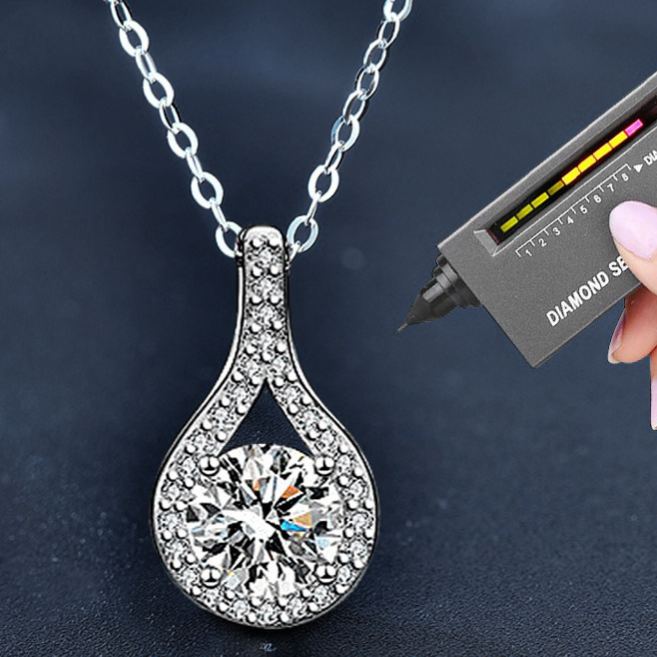 S925 Sterling Silver Moissanite Water Drop Pendant Necklace