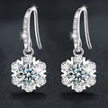 Christmas Earrings: 925 Sterling Silver Snowflake & Moissanite Ear Hooks