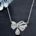 S925 Sterling Silver Tassel Bow Water Drop Moissanite Pendant Necklace