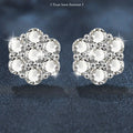 Moissanite Stud Earrings — 925 Sterling Silver, Premium & Minimalist Style, Elegant Petal and Snowflake Design