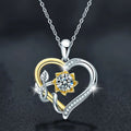 S925 Sterling Silver Moissanite Sunflower Heart-Shaped Gold Pendant Necklace