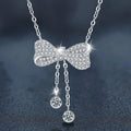 S925 Sterling Silver Moissanite Tassel Bow Pendant Necklace