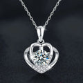 S925 Sterling Silver Moissanite Heart-to-Heart Pendant Necklace