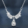 S925 Sterling Silver Angel Wings Moissanite Pendant Necklace