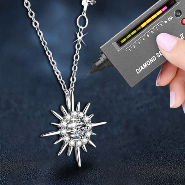S925 Sterling Silver Moissanite Sun Pendant Necklace