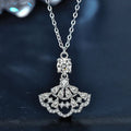 S925 Sterling Silver Moissanite Small Skirt Diamond Inlaid Fan Pendant Necklace