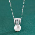 S925 Sterling Silver Moissanite Pearl Pendant Necklace