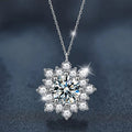 S925 Sterling Silver Moissanite SUNFLOWER Pendant Necklace