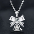 S925 Sterling Silver Moissanite Bow Bell Pendant Christmas Necklace