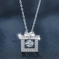 S925 Sterling Silver Moissanite Bow Gift Box Pendant Necklace