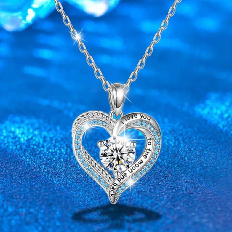 S925 Sterling Silver Heart-Shaped Pendant Necklace