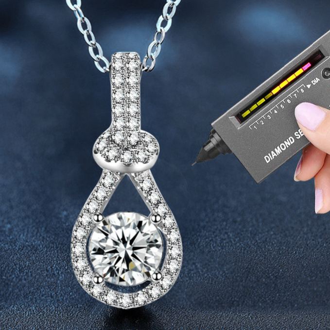 S925 Sterling Silver Moissanite Diamond Inlaid Water Drop Pendant Necklace