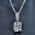 S925 Sterling Silver Moissanite Classic Four-Claw Ox Head Pendant Necklace