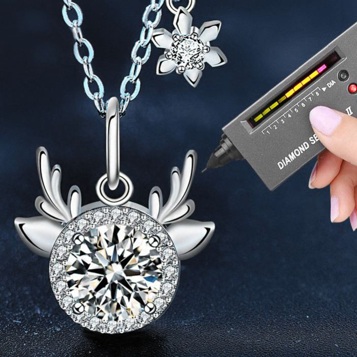 S925 Sterling Silver Moissanite Deer Pendant Necklace