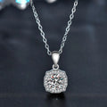 S925 Sterling Silver Square Moissanite Pendant Necklace