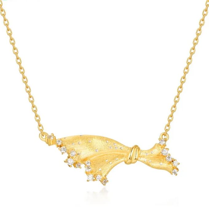 S925 Sterling Silver Plated Skirt Pendant Zircon Necklace