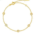 S925 Sterling Silver Gold-Plated Synthetic Opal Round Bracelet