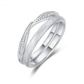 S925 Sterling Silver Feather Double Ring Two-Piece Ring Set