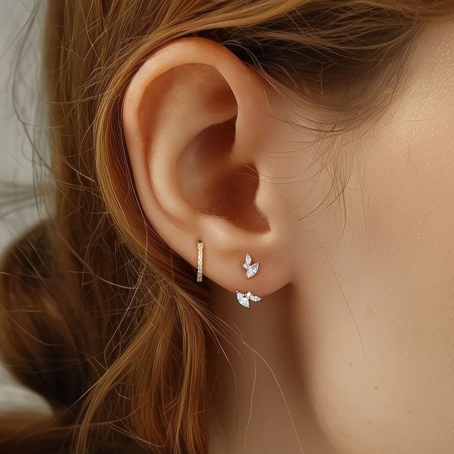 S925 Sterling Silver Zircon Stud Earrings