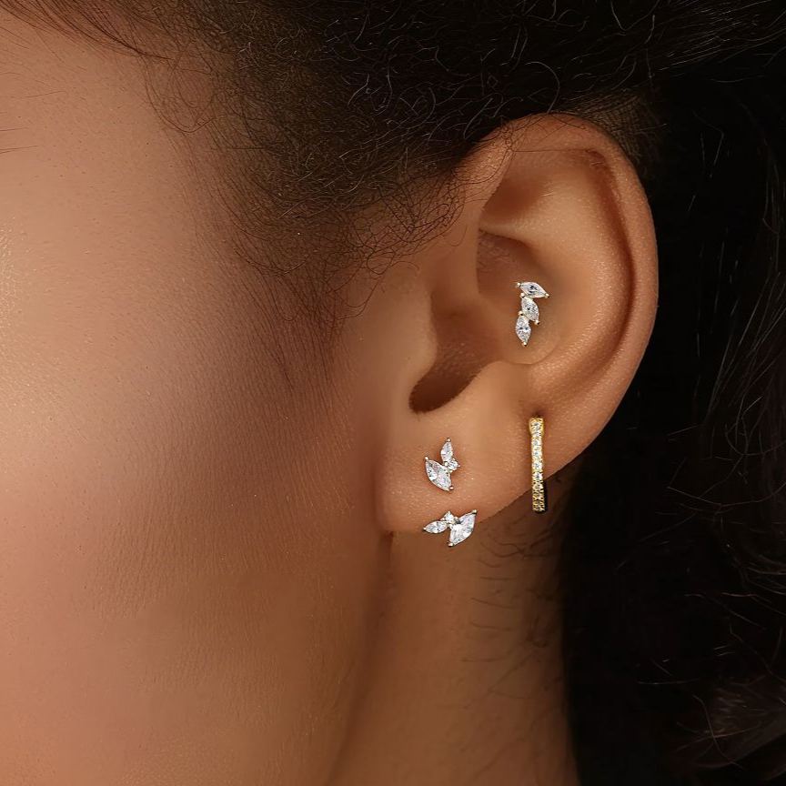 S925 Sterling Silver Zircon Stud Earrings