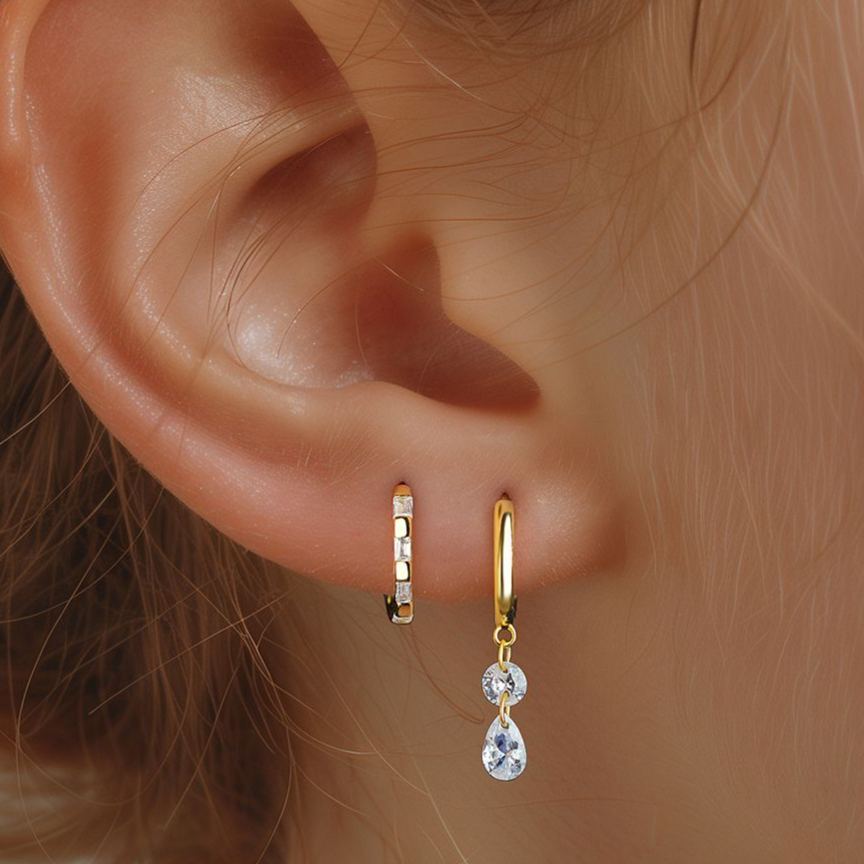 S925 Sterling Silver Zircon Huggie Earrings