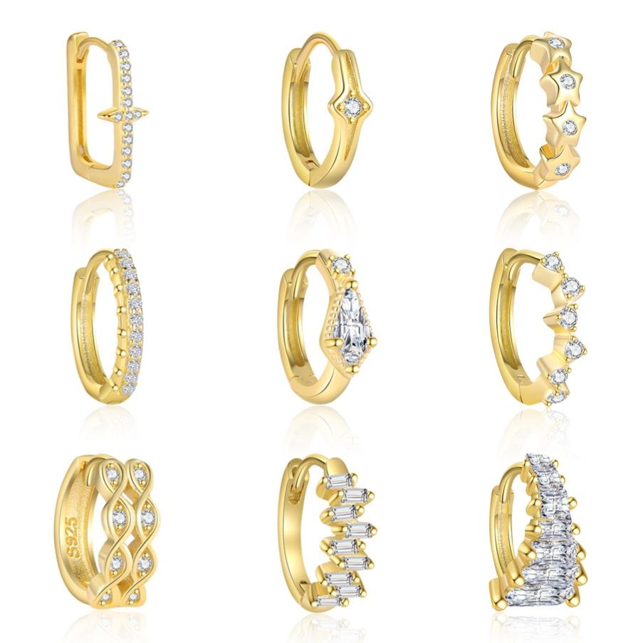 S925 Sterling Silver Earrings Set with Sparkling Zirconia