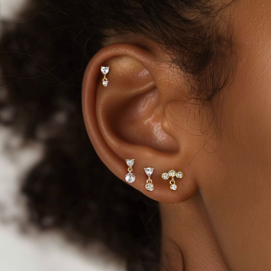 S925 Sterling Silver Irregular Zircon Stud Earrings