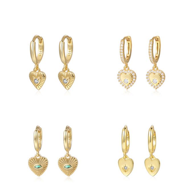 S925 Sterling Silver Heart-Shaped Zircon Earrings