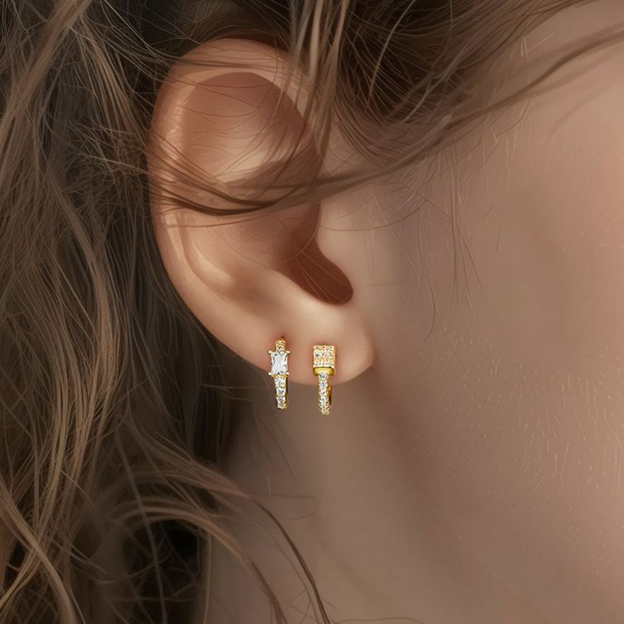 S925 Sterling Silver Square Zircon Earrings