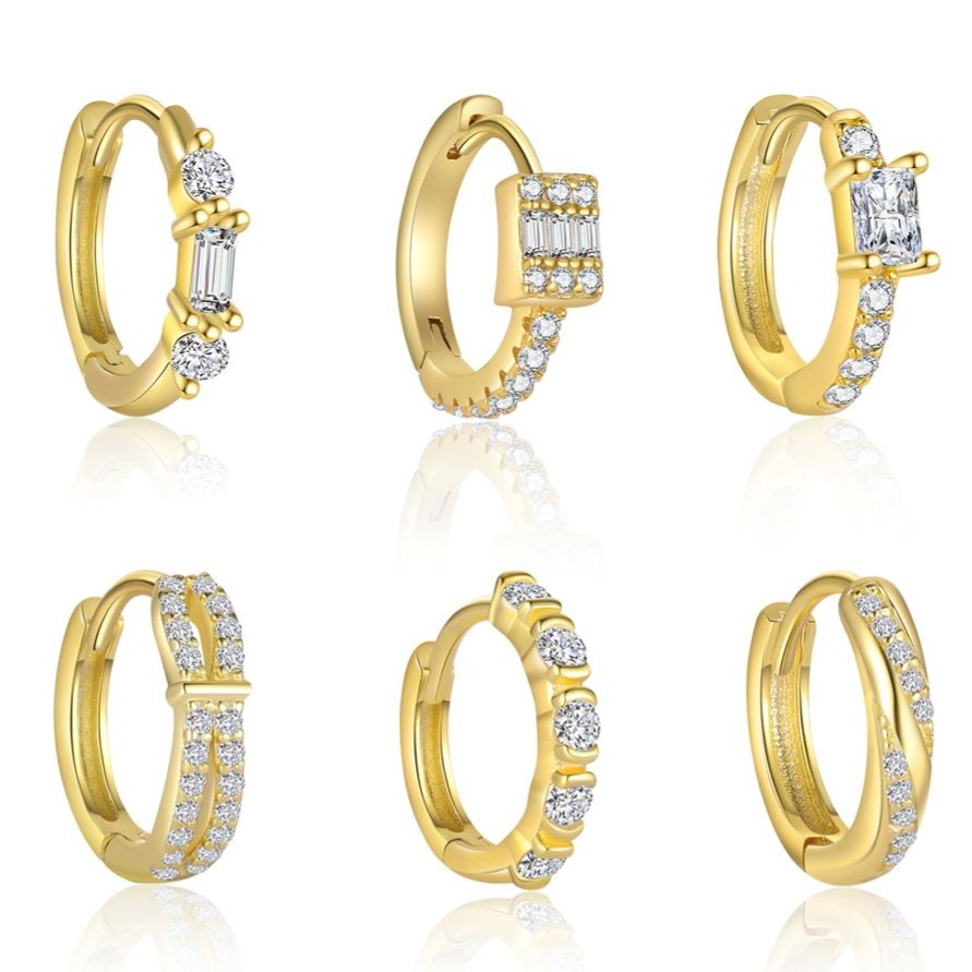 S925 Sterling Silver Square Zircon Earrings