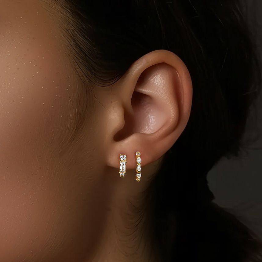 S925 Sterling Silver Square Zircon Earrings