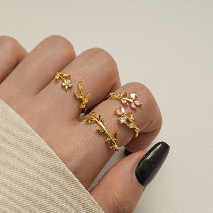 S925 Sterling Silver Open Ring with Colorful Sparkling Zirconia