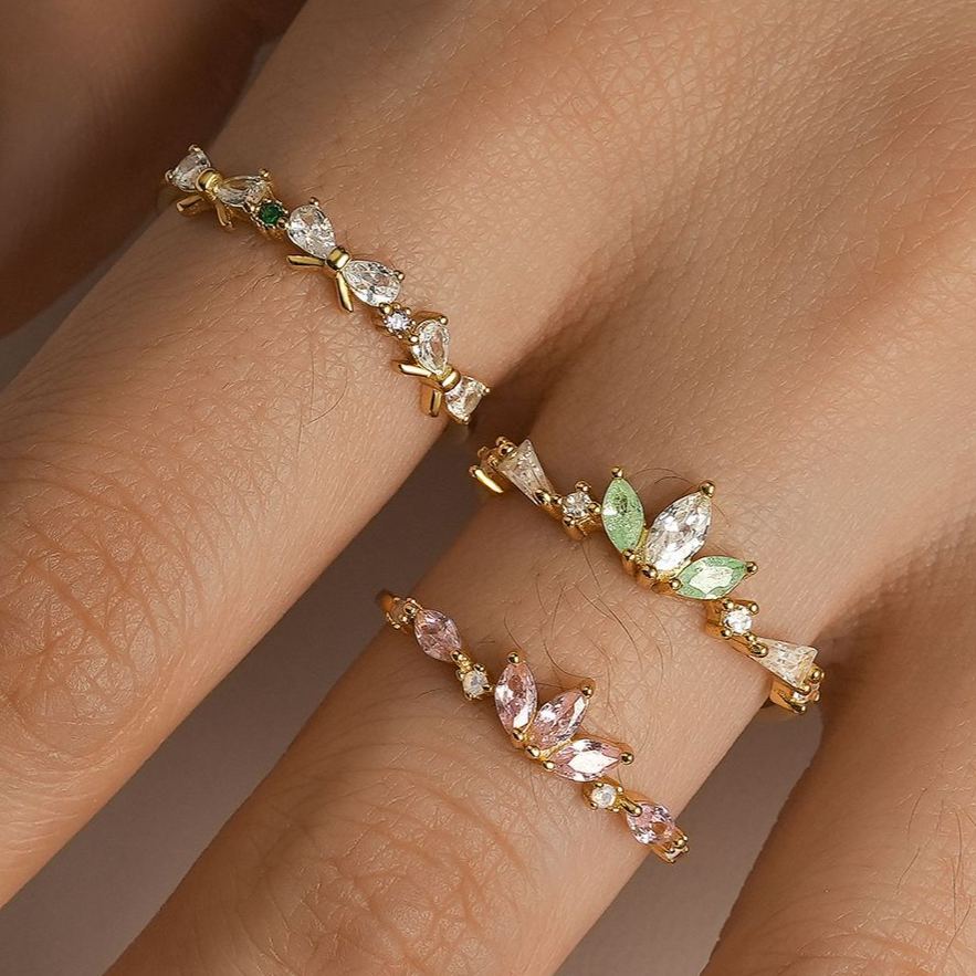 S925 Sterling Silver Ring with Colorful Cubic Zirconia