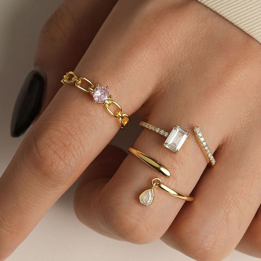 S925 Sterling Silver Open Ring with Zirconia