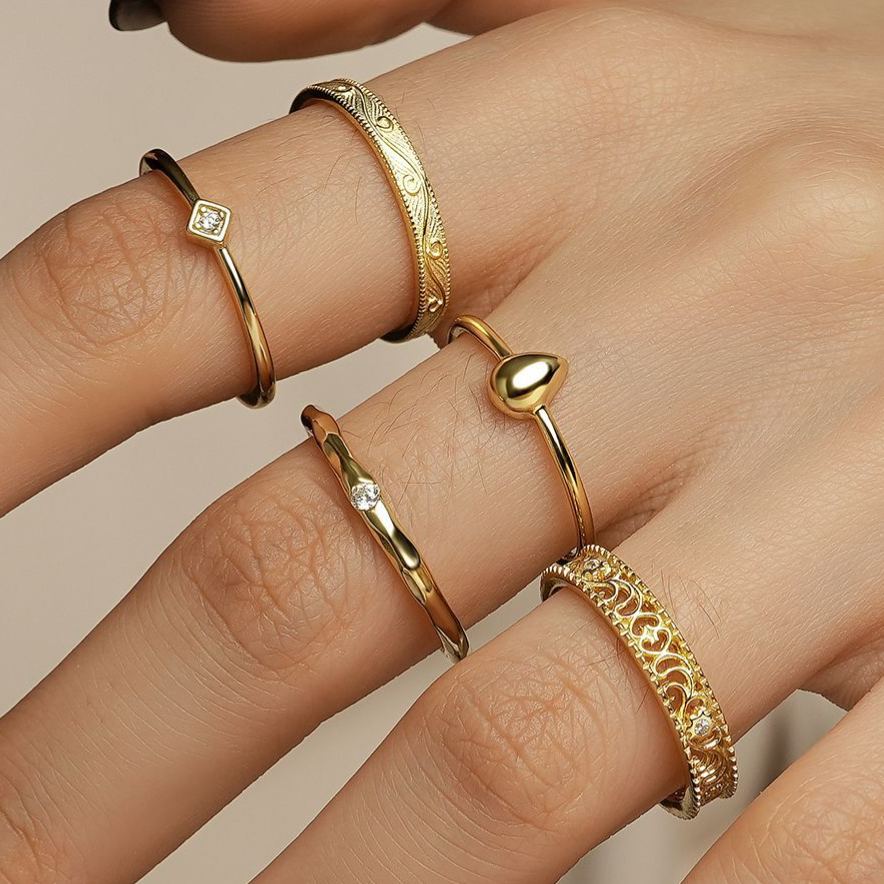 S925 Sterling Silver Ring Set with Zirconia