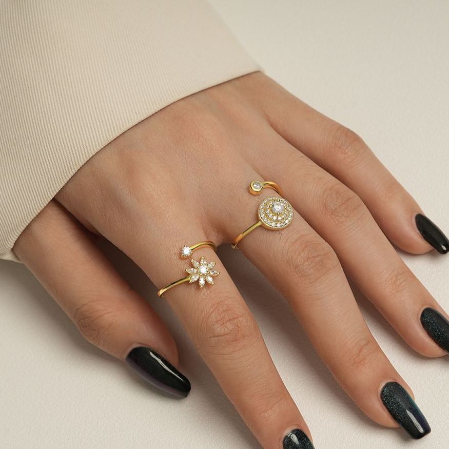 S925 Sterling Silver Petal Zircon Ring