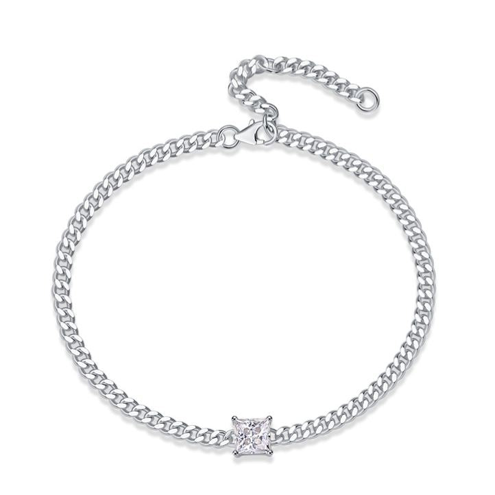 925 Silver Moissanite Cuban Link Bracelet