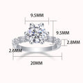 S925 Sterling Silver Ring with 1, 2, or 3-Carat Moissanite