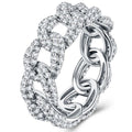 S925 Silver Cuban Chain Moissanite Ring