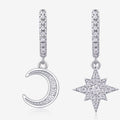 S925 Silver Star and Moon Moissanite Long Earrings