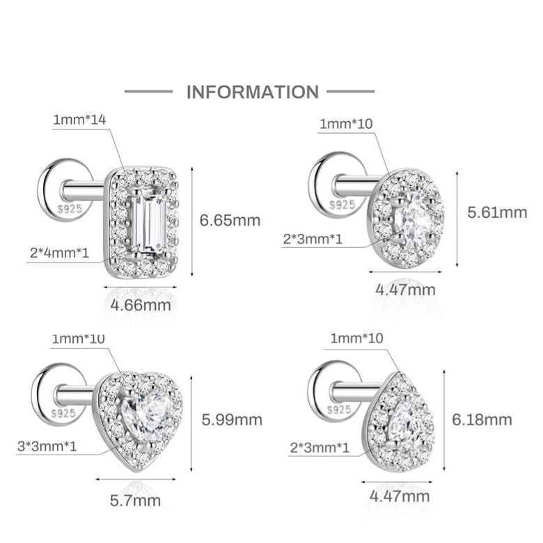 Authentic 925 Sterling Silver Geometric Earrings with D-Color Moissanite