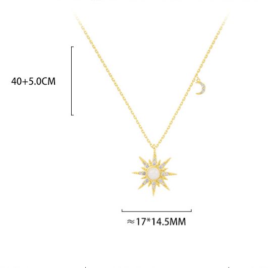 S925 Sterling Silver Zircon and Opal Necklace