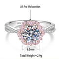 s925 Sterling Silver 1-Carat Moissanite Flower Ring with Twisted Shank