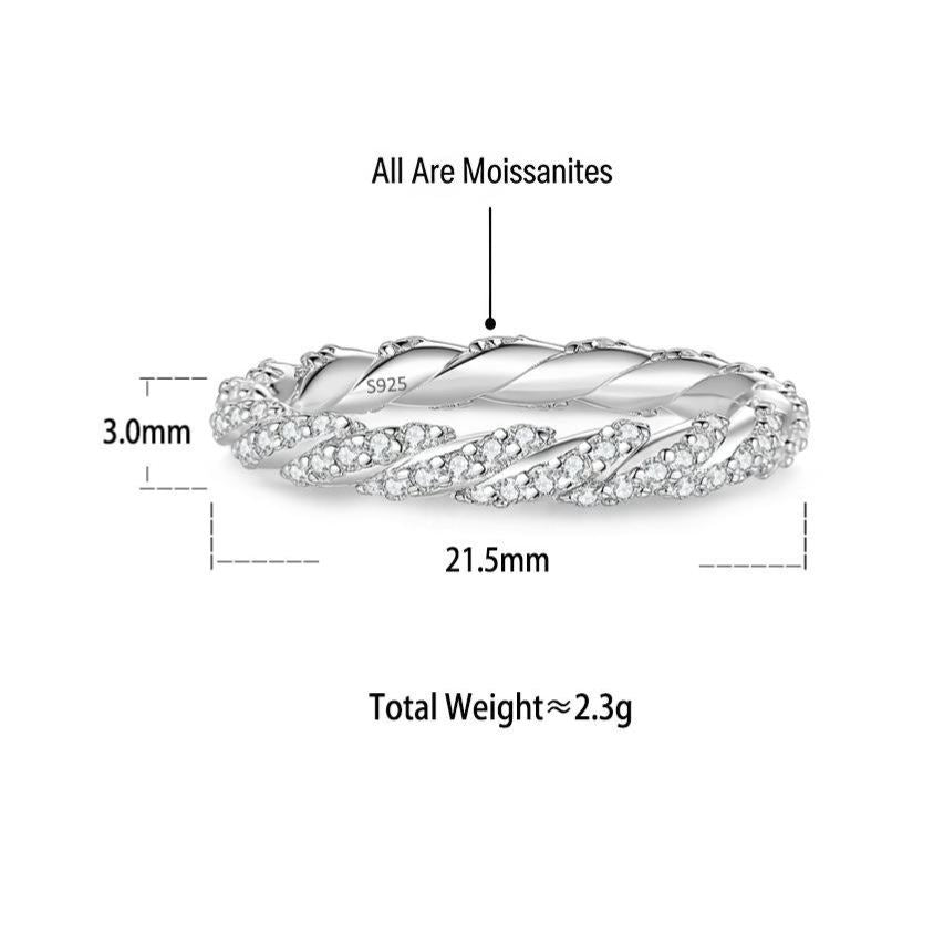 S925 Sterling Silver D-Color Moissanite Stackable Ring
