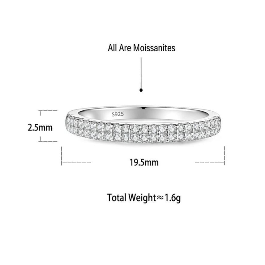 S925 Silver Half-Band Moissanite Ring