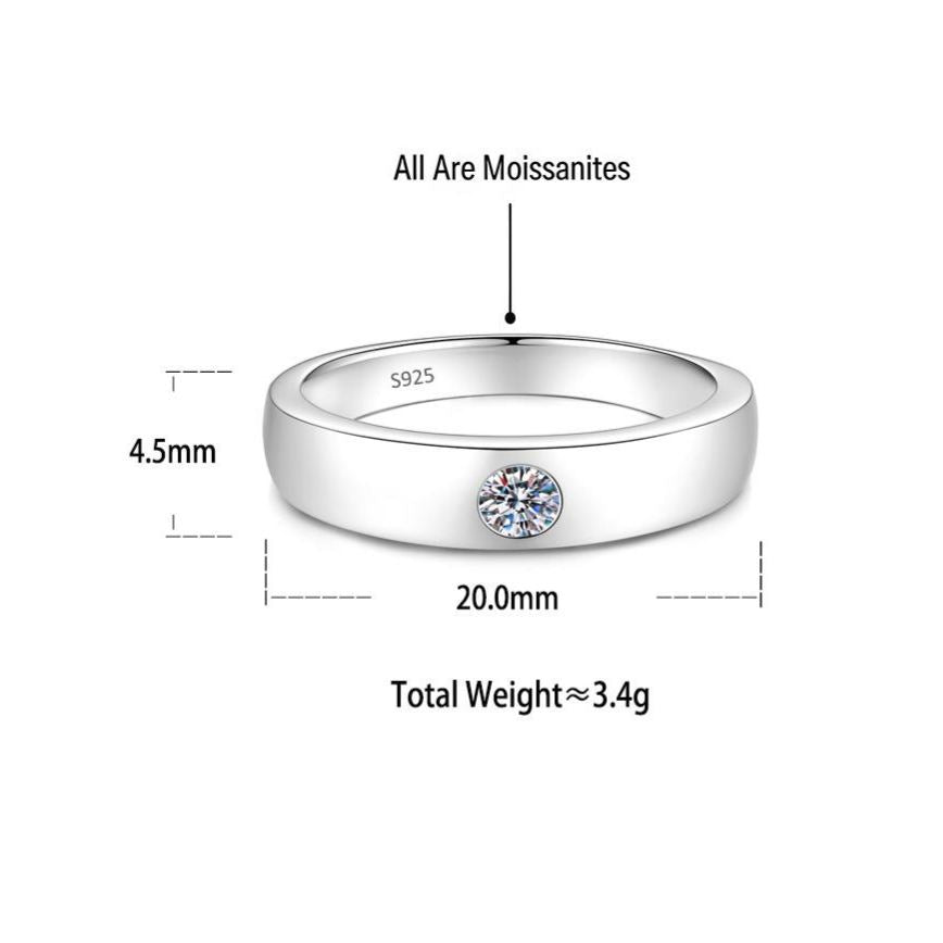 S925 Silver Moissanite Couple Rings