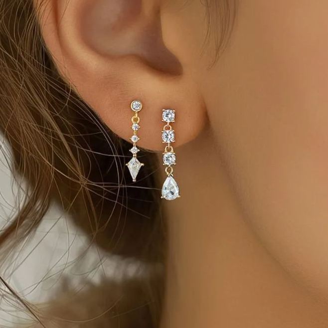 S925 Sterling Silver Tassel and Zircon Stud Earrings
