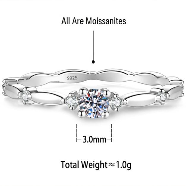 S925 Silver Angel Wing Moissanite Ring