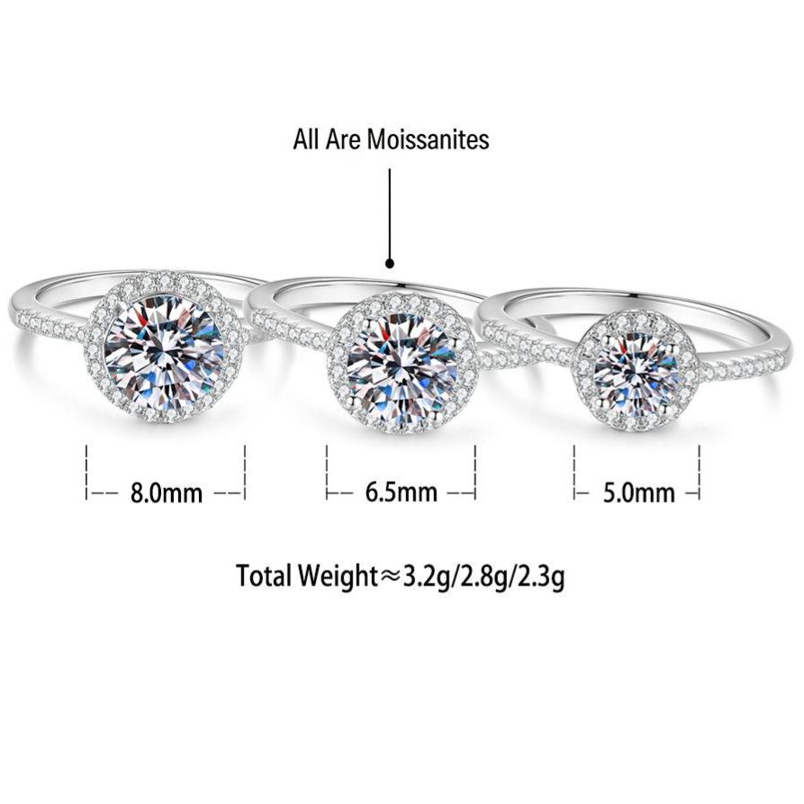 S925 Sterling Silver Bezel-Set Moissanite Ring