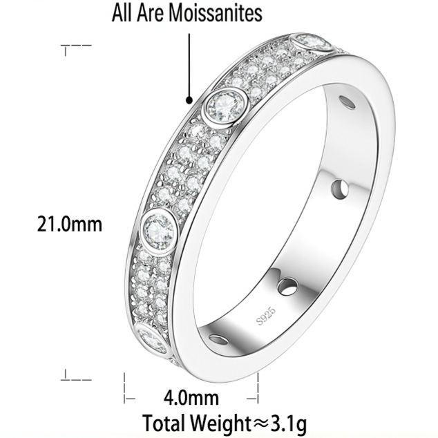 S925 Silver 18K Rose Gold Moissanite Ring